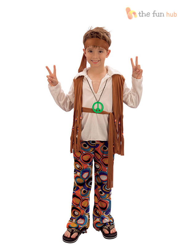70'S Fashion For Kids/Boys
 Hippy Boy Costume Kids Fancy Dress Childs Hippie Oufit 60