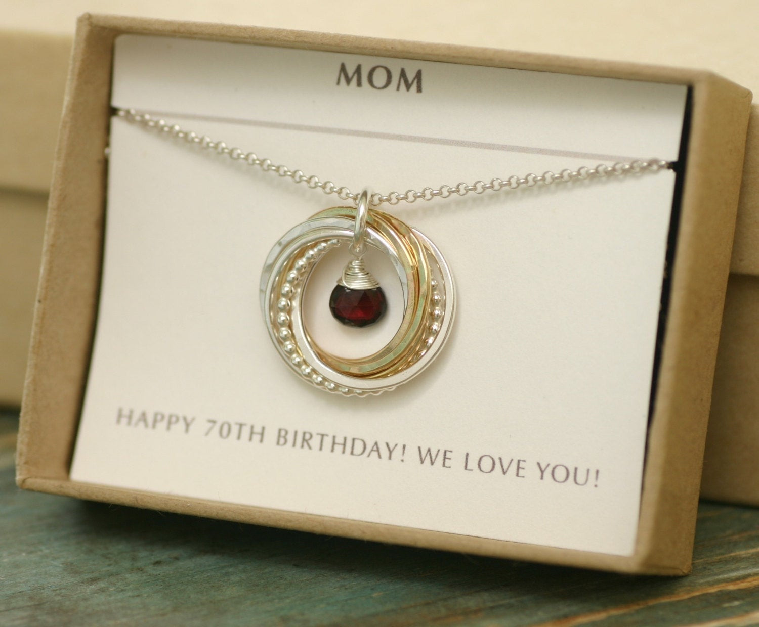70th Birthday Gift
 70th birthday t for women garnet necklace by