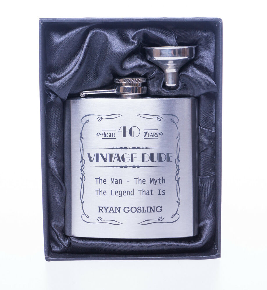 70Th Birthday Gift Ideas For Men
 Engraved VINTAGE DUDE Birthday Hip Flask in Gift Box For