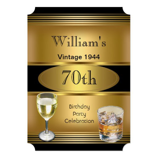 70Th Birthday Gift Ideas For Men
 Vintage Mens 70th Birthday Party Gold Drinks Card