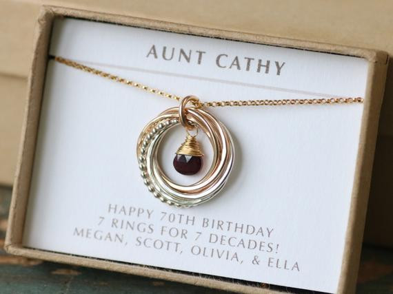 70th Birthday Gift
 70th birthday t for women garnet necklace jewellery