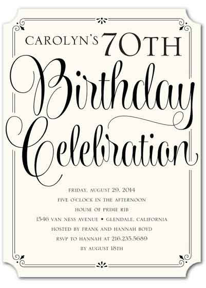 70th Birthday Invitation Wording
 The Best 70th Birthday Invitations—by a Professional Party