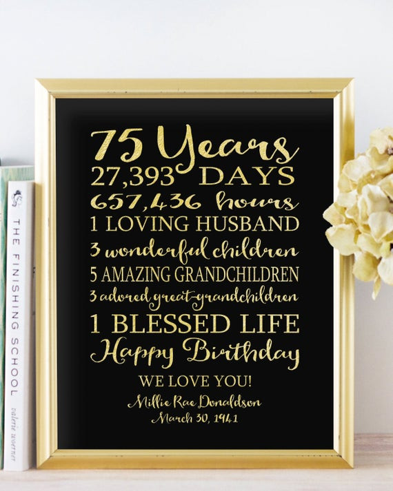 75 Birthday Decorations
 75th BIRTHDAY Sign Birthday GIFT Personalized 75 Years Dad