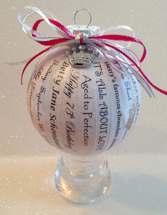 75th Birthday Gifts
 75th Birthday Gift Unique Personalized Memory Ornament for
