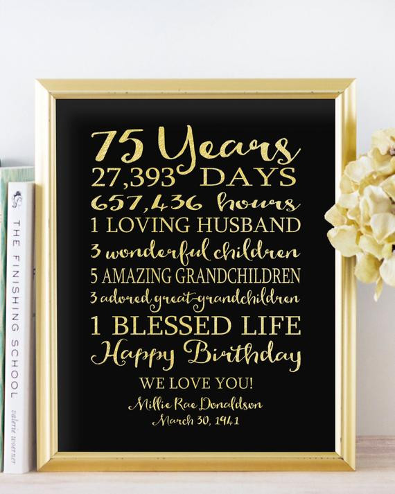 75th Birthday Gifts
 75th BIRTHDAY Sign Birthday GIFT Personalized 75 Years Dad