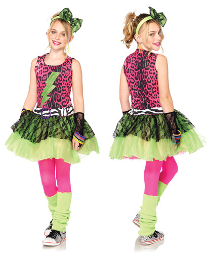 80'S Fashion For Kids
 Girls Totally 80 s Amy Lighting Kids Halloween Costume
