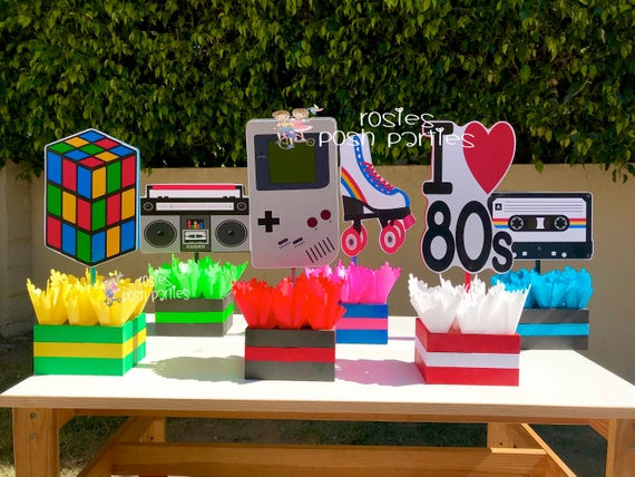 80s Birthday Party Ideas
 I love the 80s birthday bash party centerpieces 80s party