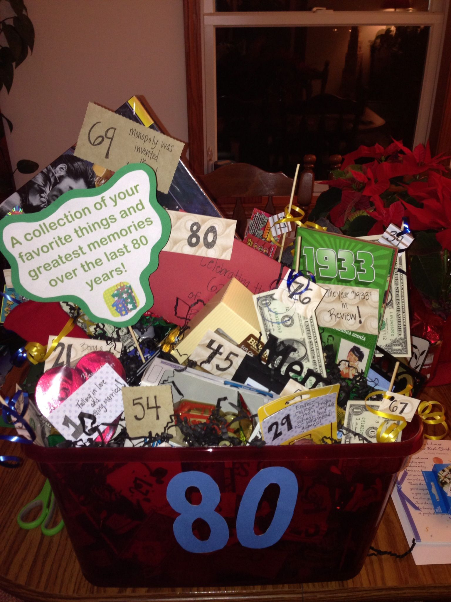 80th Birthday Gift
 80th Birthday Basket for my Grandpa Filled with his