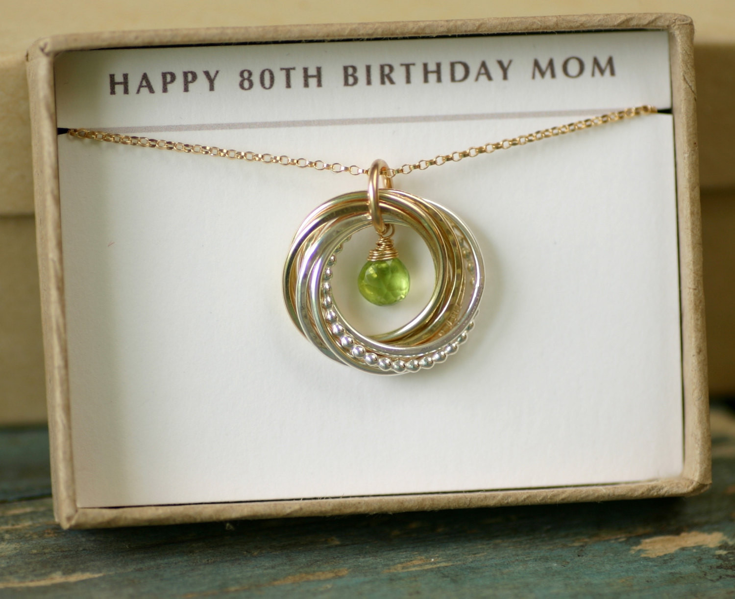 80th Birthday Gift
 80th birthday t for mother August birthstone necklace for