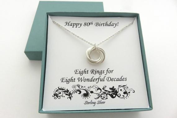 80th Birthday Gifts
 80th Birthday Gift Sterling Silver Necklace 80th Birthday