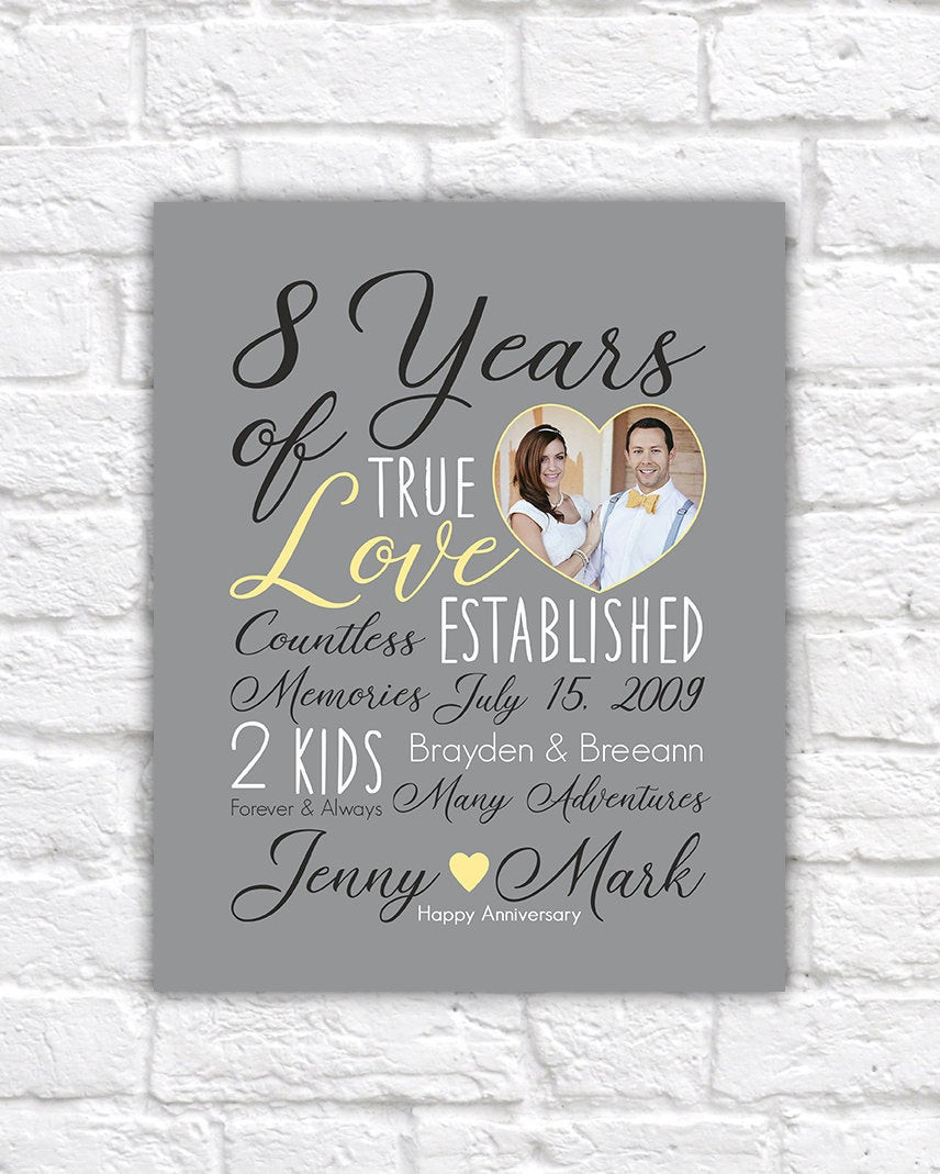 8Th Anniversary Gift Ideas For Him
 Wedding Anniversary Gift Choose ANY YEAR 8th Anniversary 8