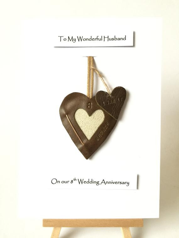 8th Wedding Anniversary Gift Ideas For Her
 8th Wedding Anniversary Bronze Gift Cards Leather Heart