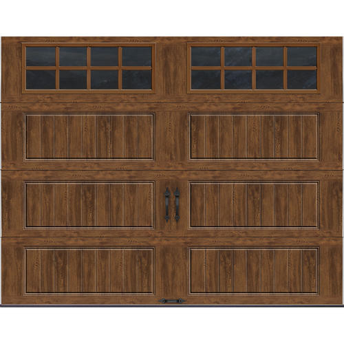 9 Ft Garage Door
 Ideal Door 9 ft x 7 ft Dark Oak Steel Insul Carriage
