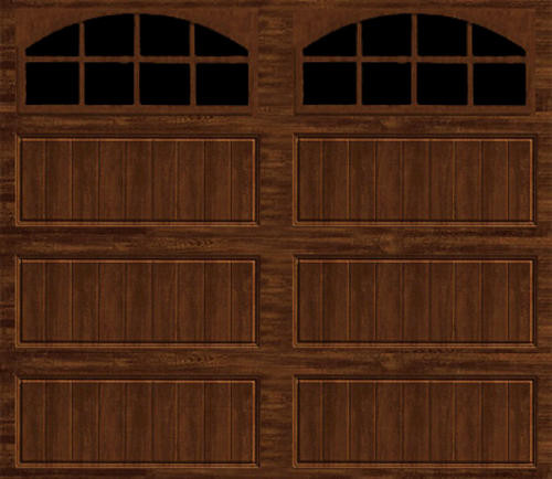 9 Ft Garage Door
 Ideal Door 9 ft x 7 ft Walnut Long Pnl Carriage House
