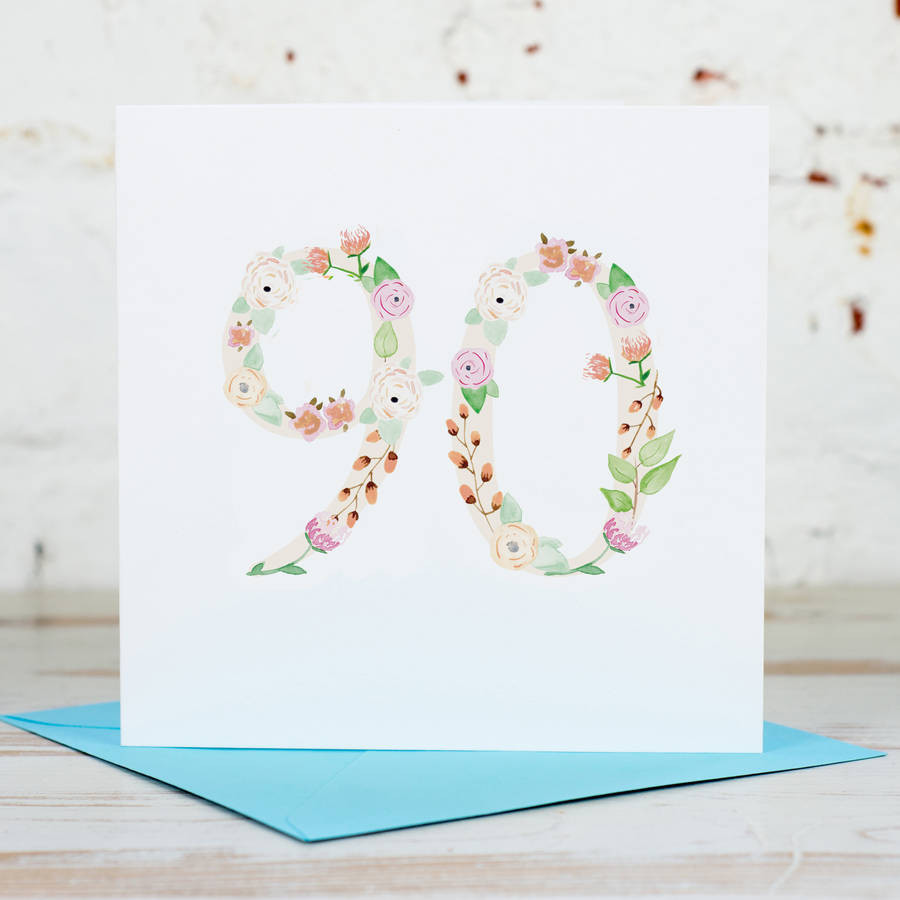90th Birthday Card
 floral 90th birthday card by yellowstone art boutique