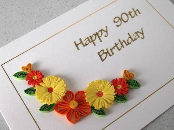 90th Birthday Card
 Quilled 90th birthday card handmade quilling design can be