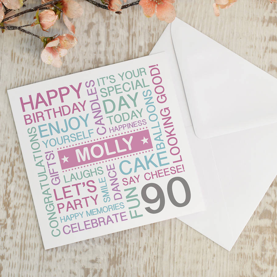 90th Birthday Card
 personalised 90th birthday card by a type of design