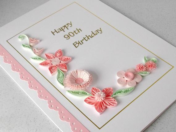 90th Birthday Card
 Quilled 90th birthday card handmade quilling 18th 21st