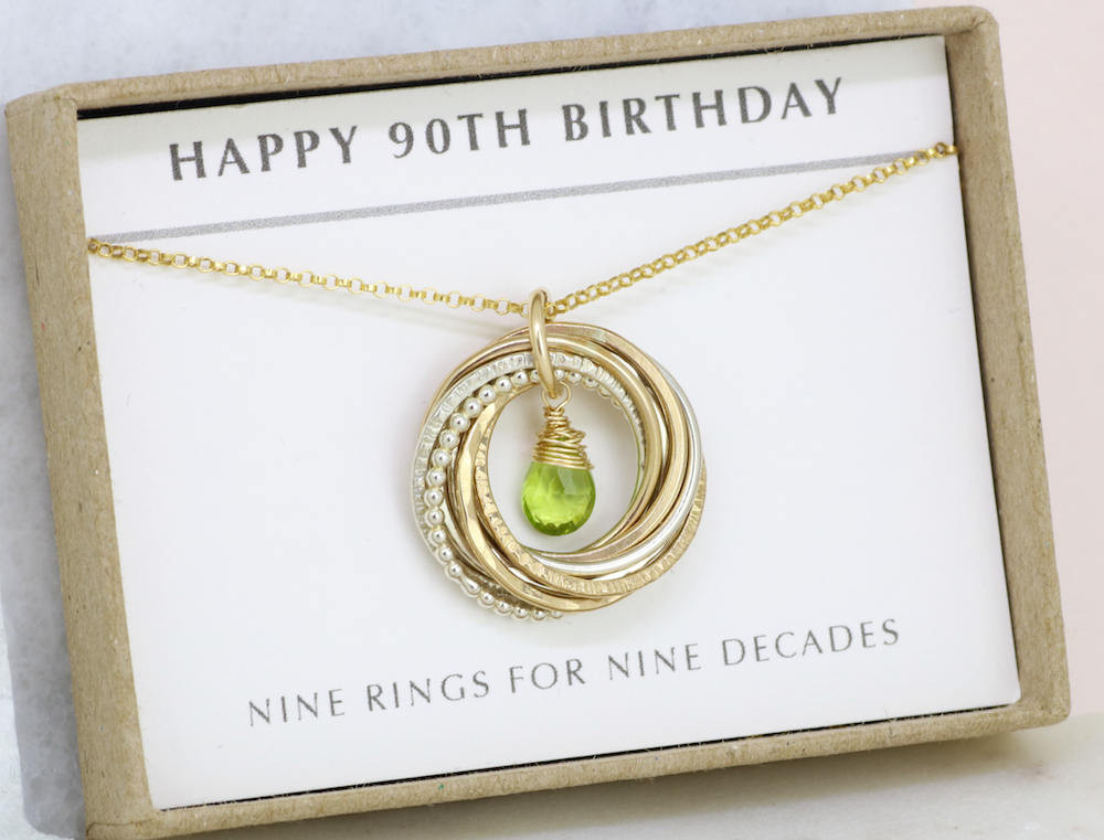 90th Birthday Gift
 90th birthday t August birthstone jewelry for mom 90th