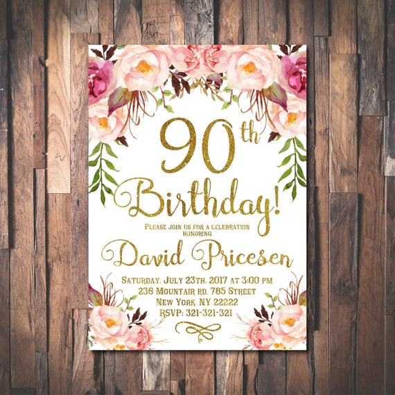 90Th Birthday Gift Ideas Female
 90th Birthday Invitation for women 90th Birthday Invitation