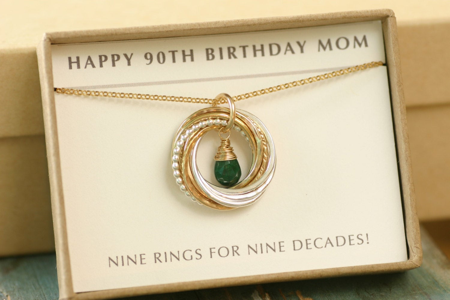 90th Birthday Gift
 90th birthday t for mother necklace by ILoveHoneyWillow