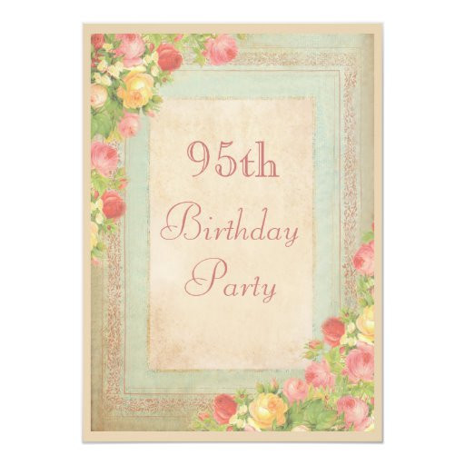 95Th Birthday Gift Ideas
 Elegant Vintage Roses 95th Birthday Party Card