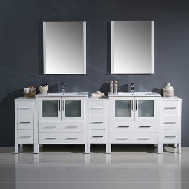 96 Inch Bathroom Vanity
 Fresca FVN62 96WH UNS Torino 96 Inch White Modern Double