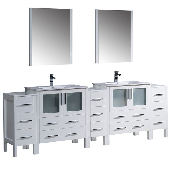 96 Inch Bathroom Vanity
 Shop Fresca Torino 96 inch White Modern Double Sink