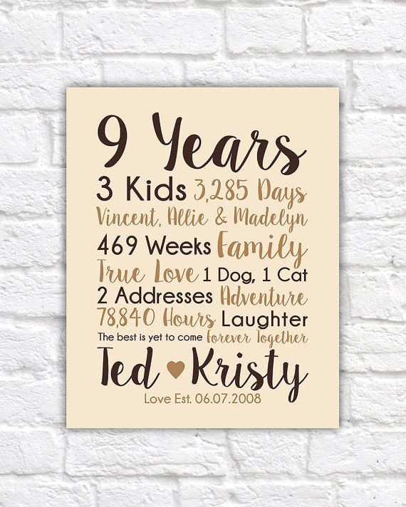 9Th Anniversary Gift Ideas For Him
 9th Anniversary Gift 9 Years Married Wedding Anniversary
