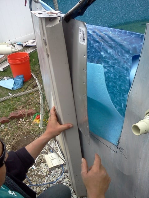 Above Ground Pool Repair
 NCP Pool Tech repairing a rusted out pool wall Dont trash