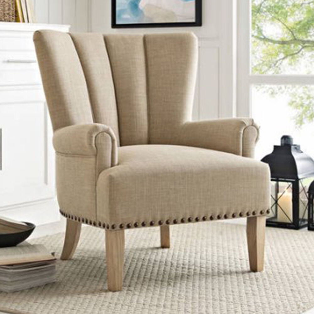 Accent Living Room Chairs
 Chair Accent Upholstered Beige Living Room Furniture Seat
