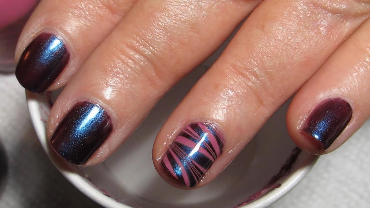 Accent Nail Designs
 Mom s Short Nails Water Marble Accent Nail Art Tutorial
