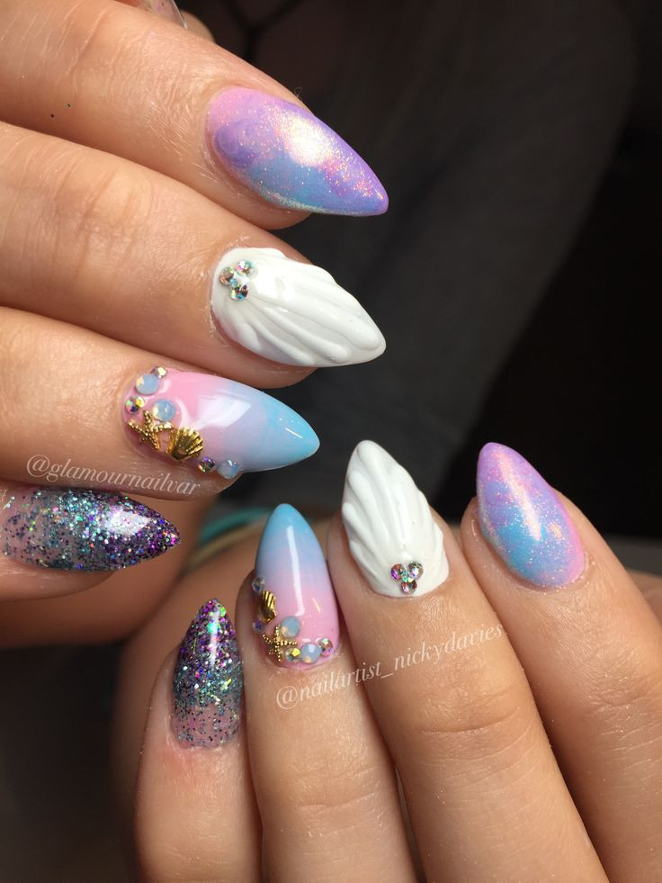 Acrylic Almond Nail Designs
 Mermaid nails