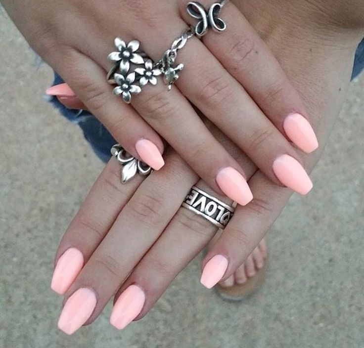 Acrylic Nail Colors For Summer
 Bright pink coffin shaped nails for summer in 2019