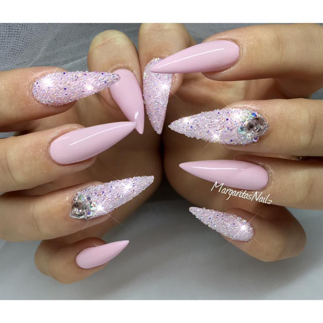 Acrylic Nail Designs Galleries
 Baby pink stiletto nails Swarovski crystal pixie summer