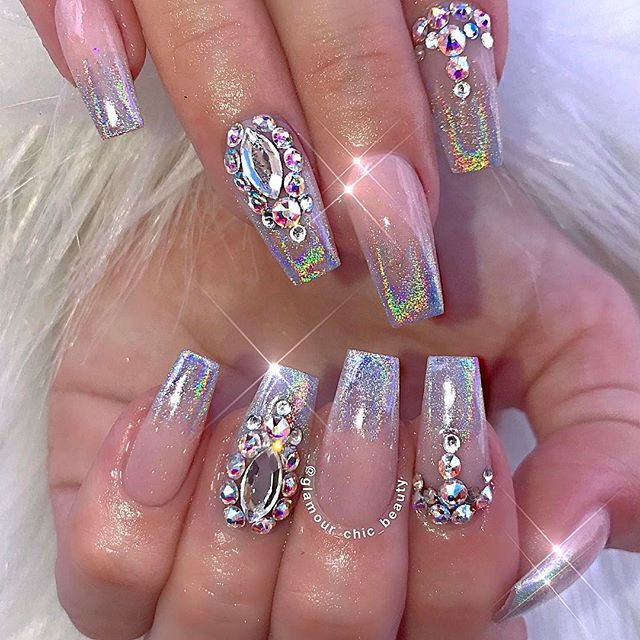 Acrylic Nail Designs With Rhinestones
 Pinterst Blessed187