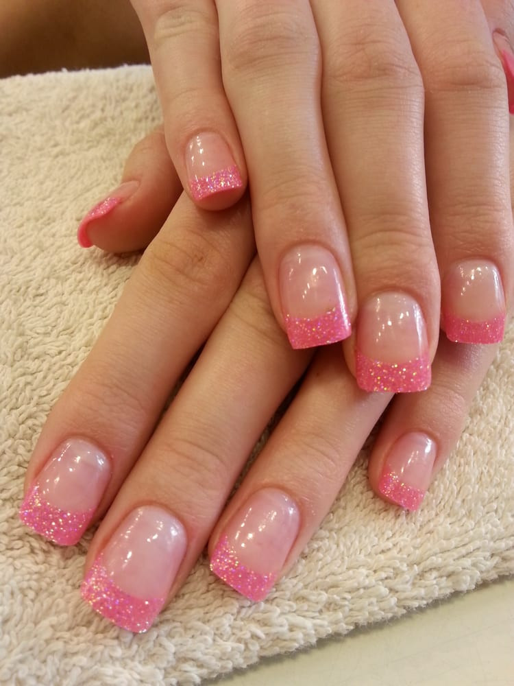 Acrylic Nails With Glitter Tips
 Barbie Nails Fancy pink glitter tips & Orly "Rose Colored