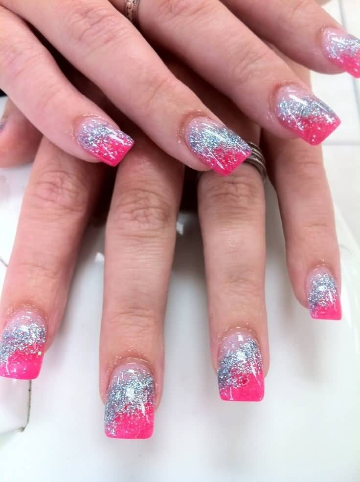 Acrylic Nails With Glitter Tips
 60 Best Pink Acrylic Nail Art Designs