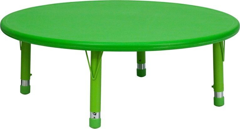 Adjustable Kids Table
 45 Round Height Adjustable Green Plastic Preschool