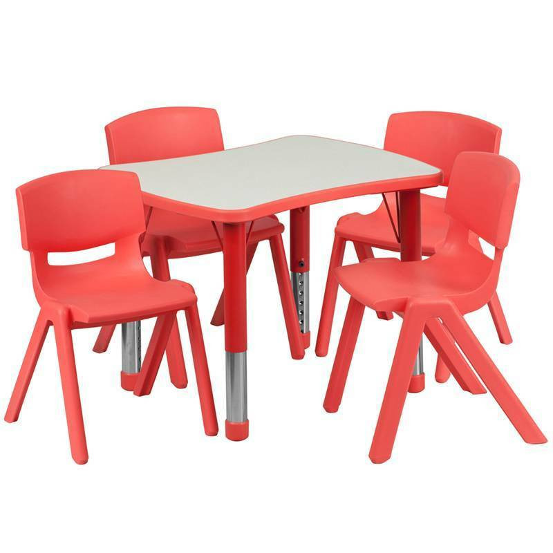 Adjustable Kids Table
 KIDS HEIGHT ADJUSTABLE RECT RED PLASTIC ACTIVITY TABLE SET