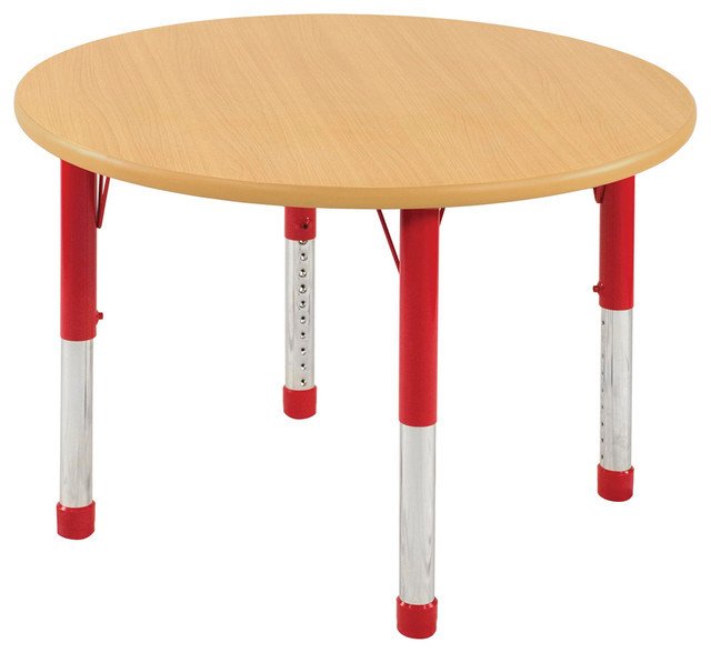 Adjustable Kids Table
 36" Round Adjustable Activity Table Maple Red
