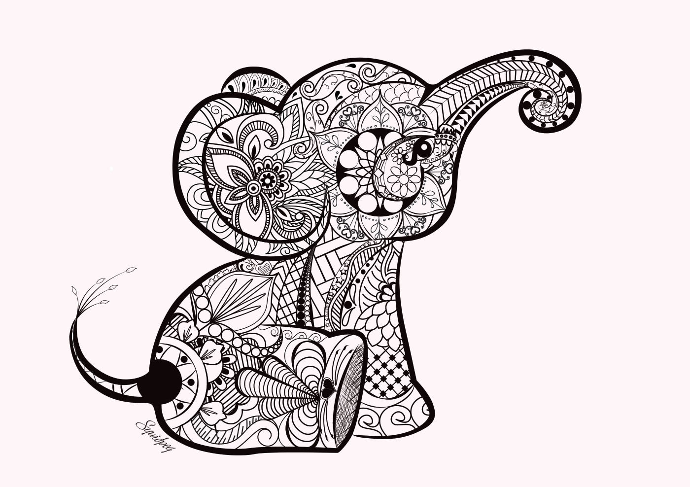 Adult Coloring Book Elephant
 Baby Elephant Doodle on Behance