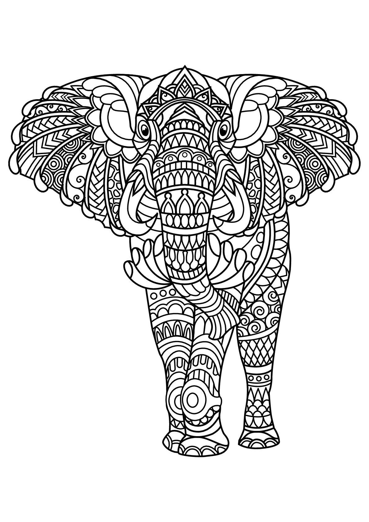 Adult Coloring Book Elephant
 Free book elephant Elephants Adult Coloring Pages