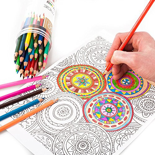 Adult Coloring Book Pencils
 Voyage Designs Colored Pencils 50 Count Pre Sharpened
