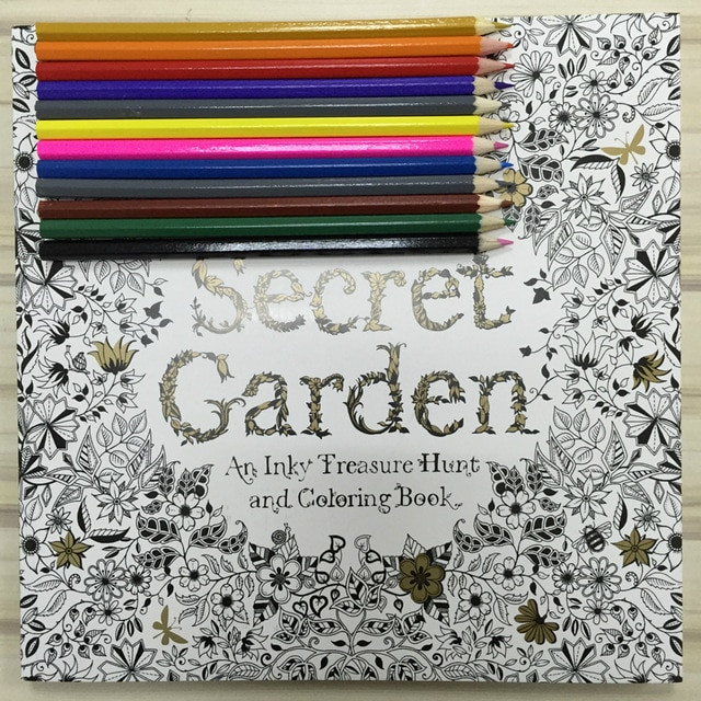 Adult Coloring Books And Pencils
 12 Color Pencils 96 pages English Secret Garden Coloring
