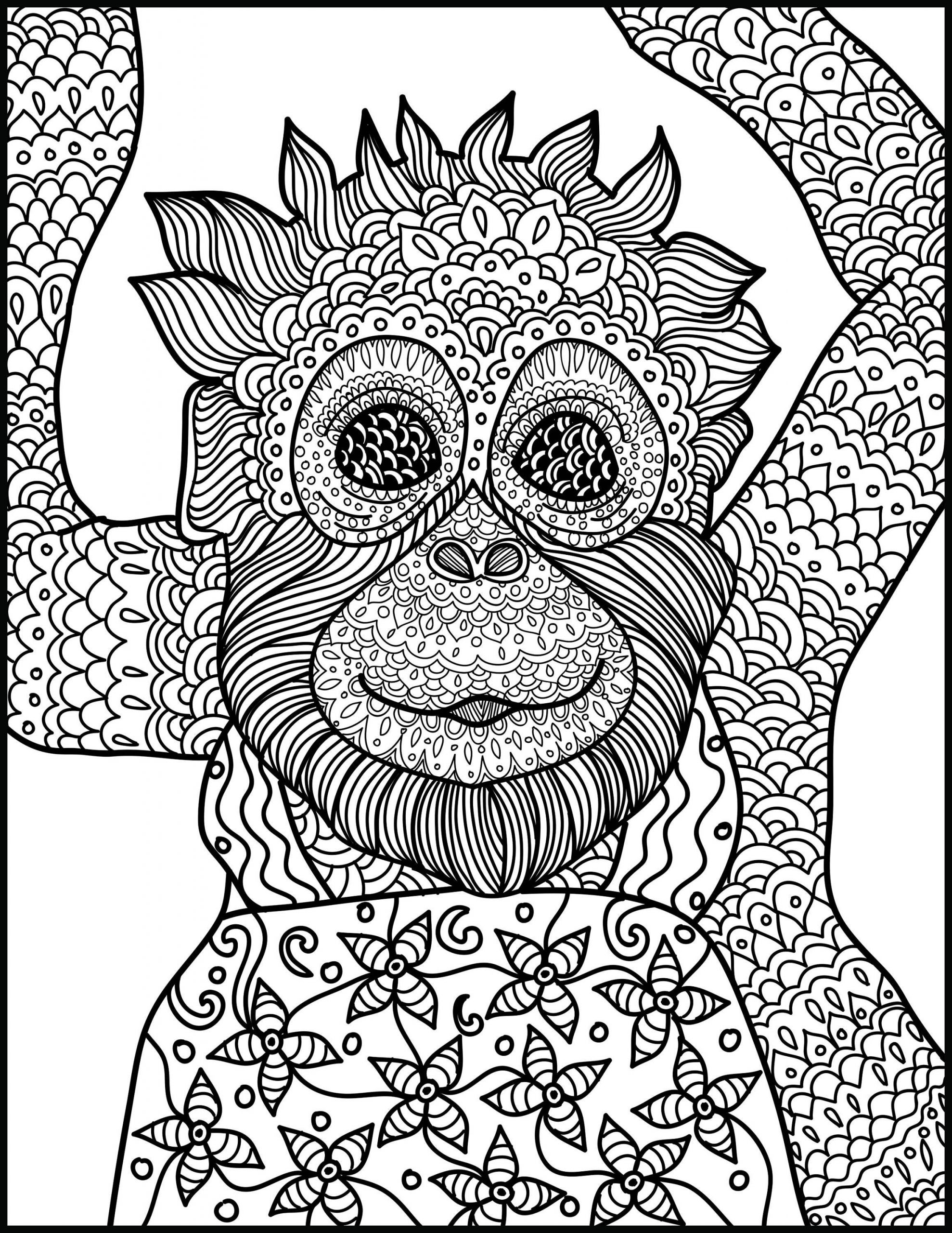 Adult Coloring Books Animals
 Animal Coloring Page Monkey Printable Adult Coloring Page