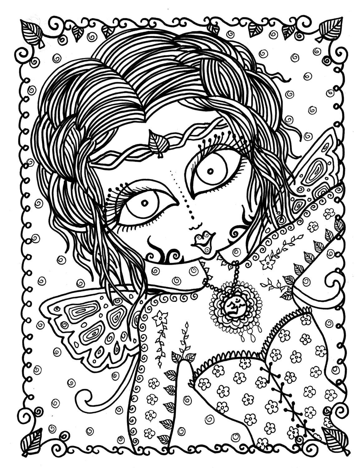 Adult Coloring Pages Fairy
 Zen Fairy Adult coloring page Instant Download Fairies to
