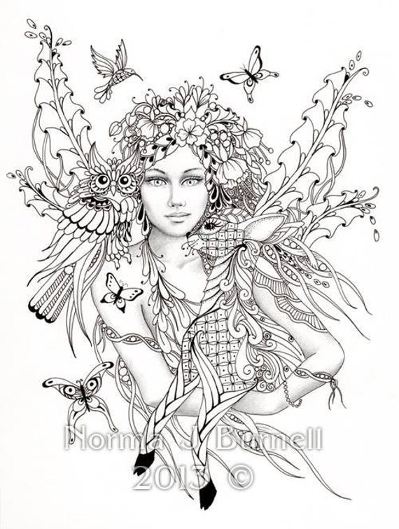 Adult Coloring Pages Fairy
 Unavailable Listing on Etsy