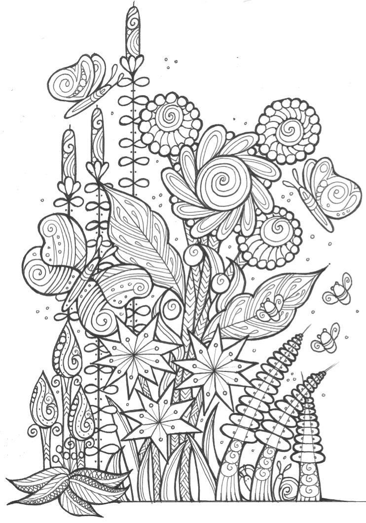 Adult Coloring Pages Free
 Butterflies and Bees Adult Coloring Page