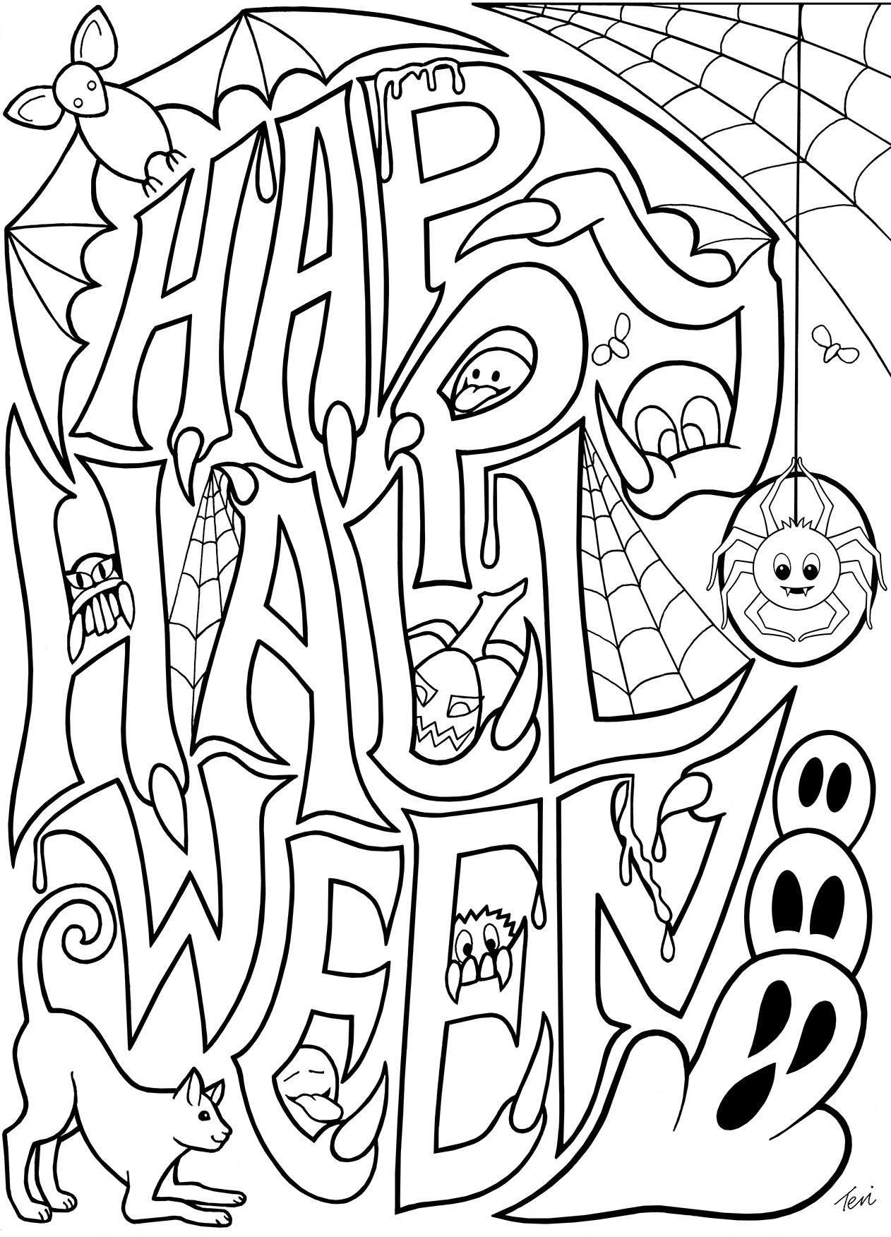 Adult Coloring Pages Halloween
 Free Adult Coloring Book Pages Happy Halloween by Blue